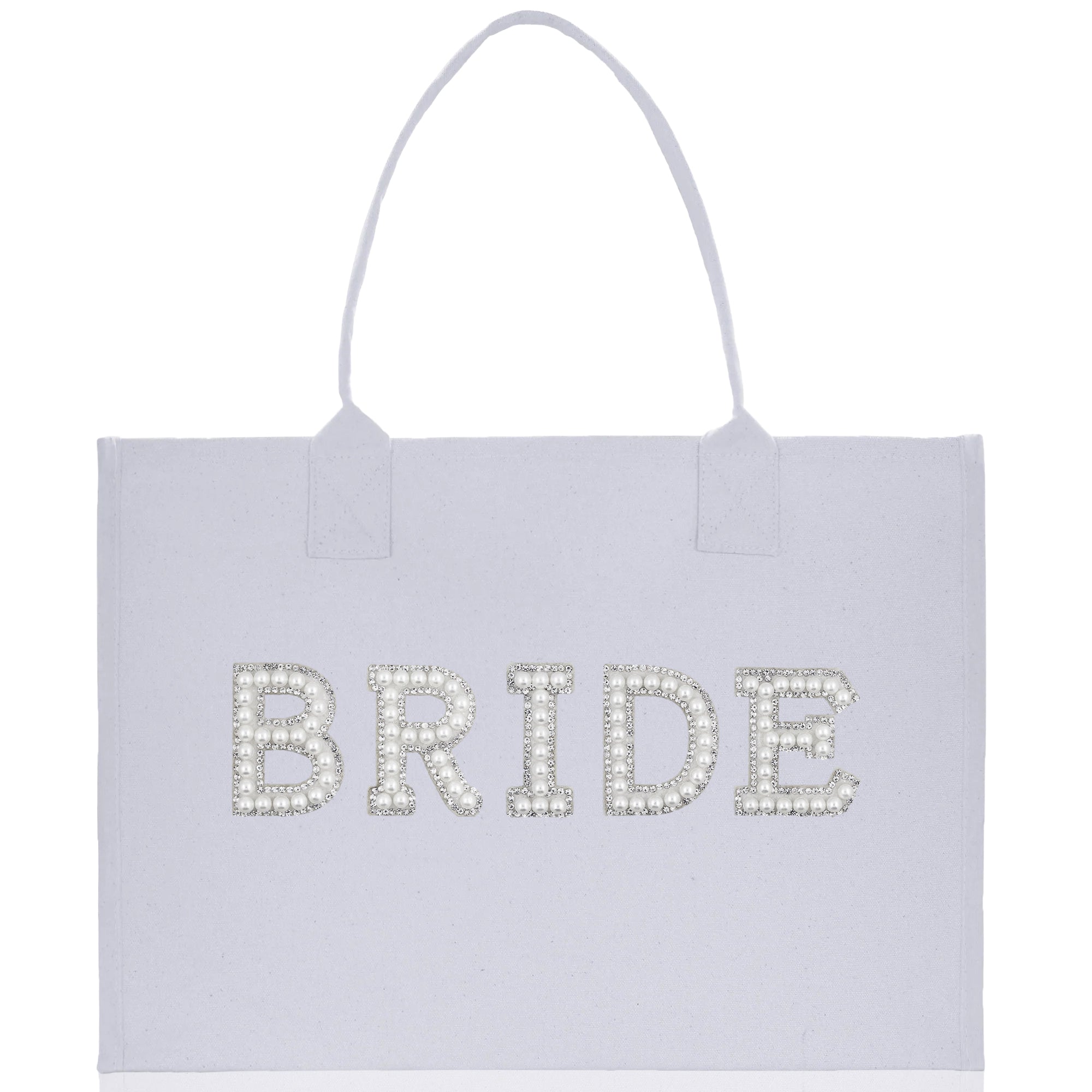 a white bag with the word bride on it
