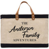 a black and white bag with the words the anderson family adventures on it