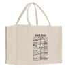 a tote bag with the date due printed on it