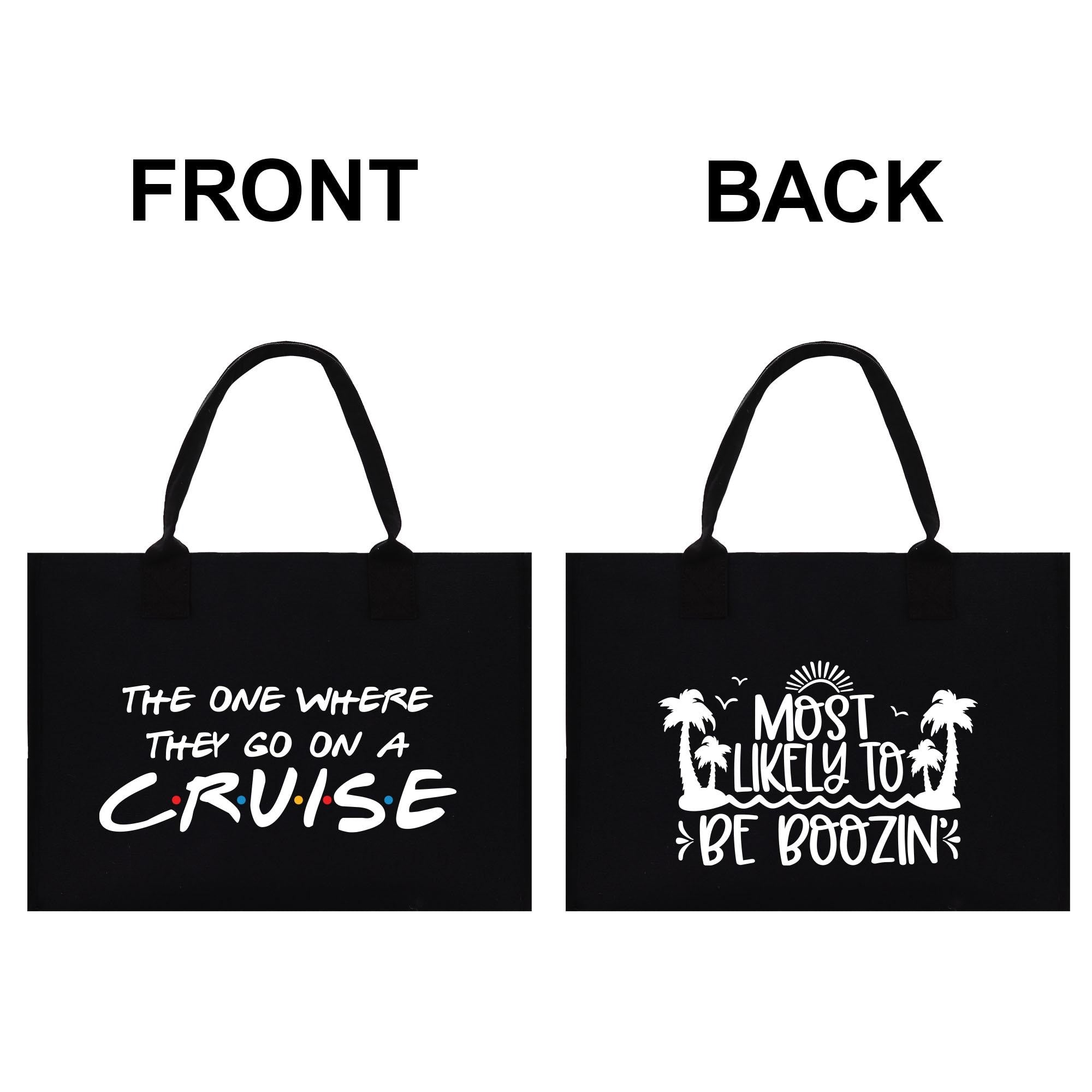 two black bags with white writing on them