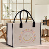 a white shopping bag with a smiley face on it