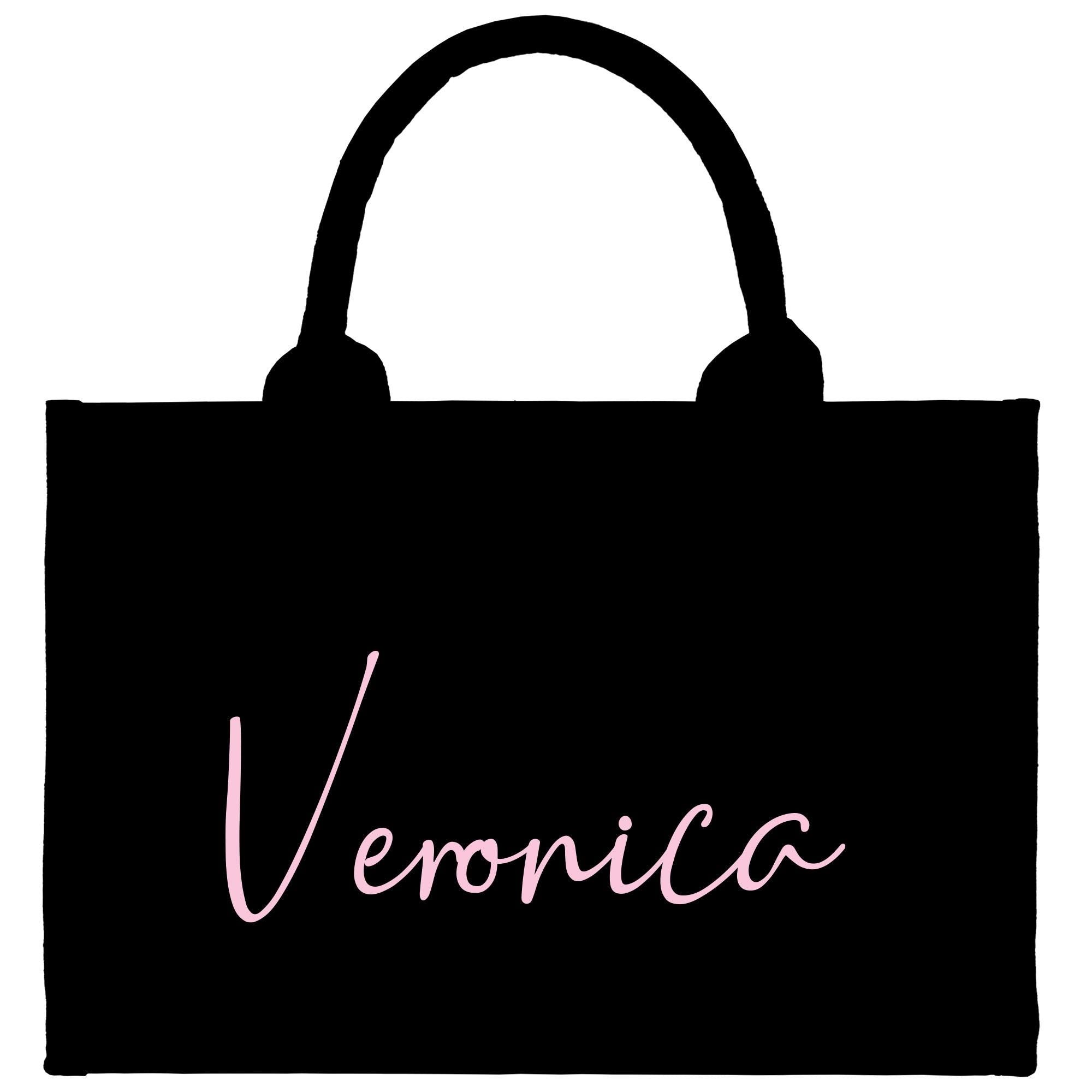 a black bag with the word veronica on it