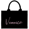 a black bag with the word veronica on it