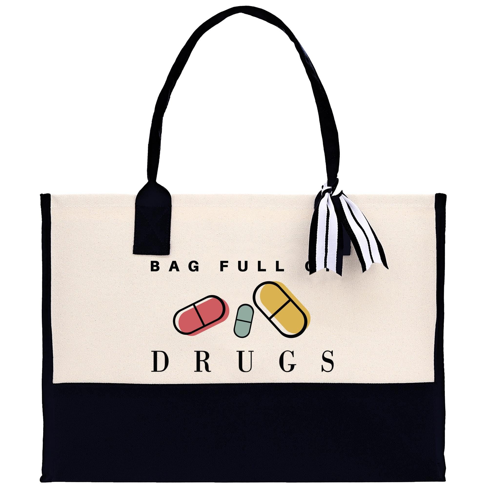 a bag full of drugs on a white background