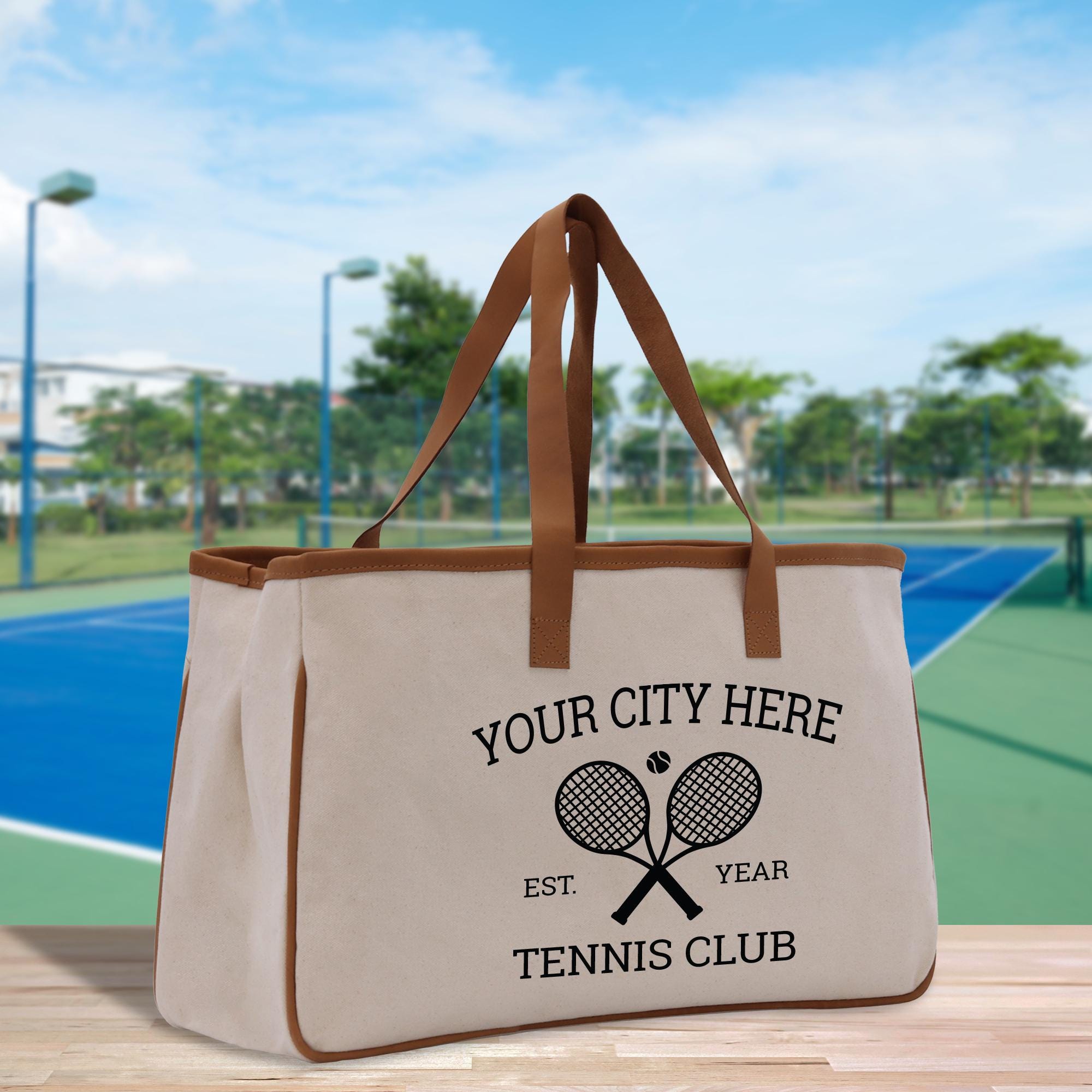 a tennis bag with a tennis racket on it