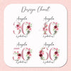 a table number with pink flowers on it