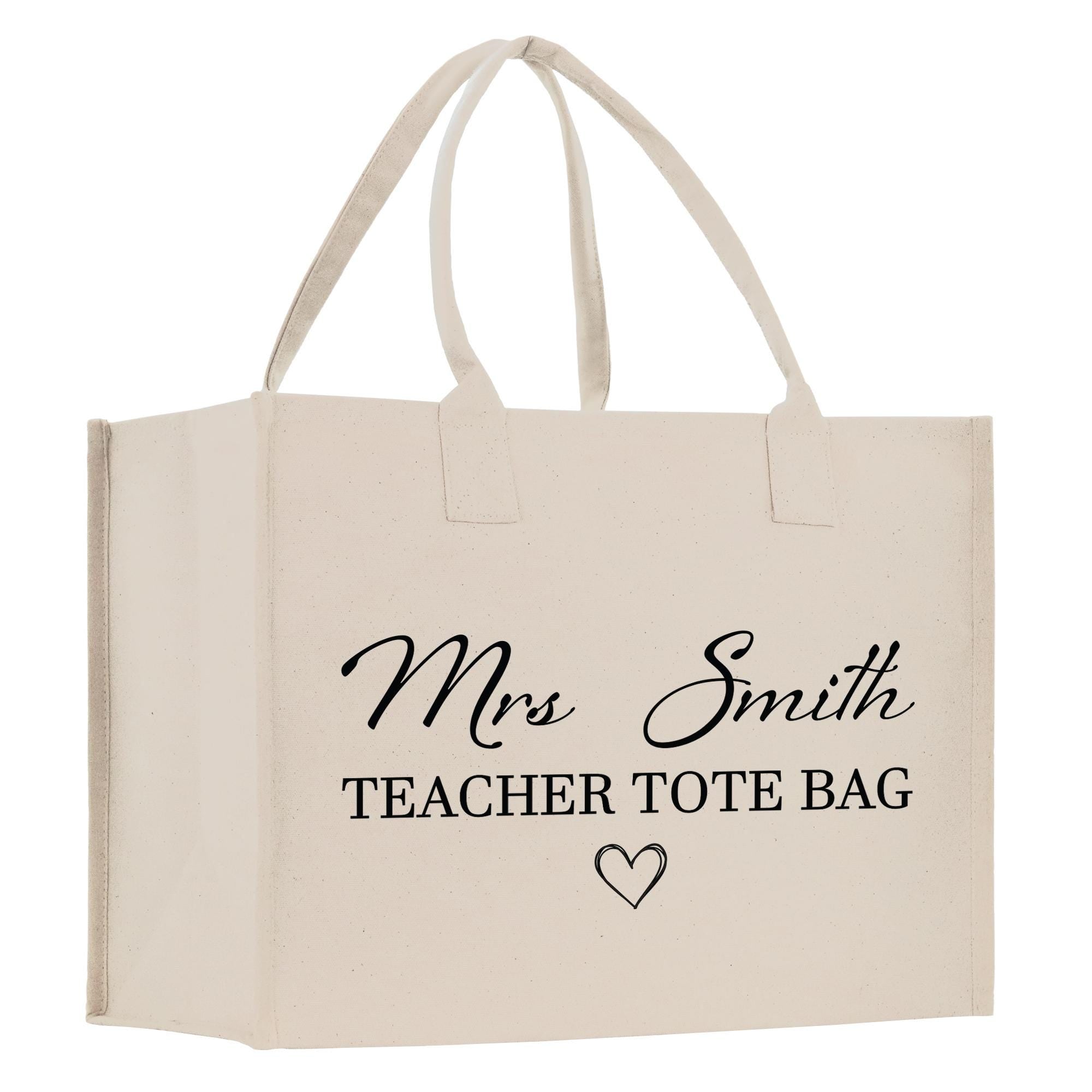 a white bag with the words, mrs smith teacher tote bag