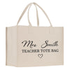 a white bag with the words, mrs smith teacher tote bag