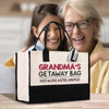 an older woman and a young girl holding a shopping bag
