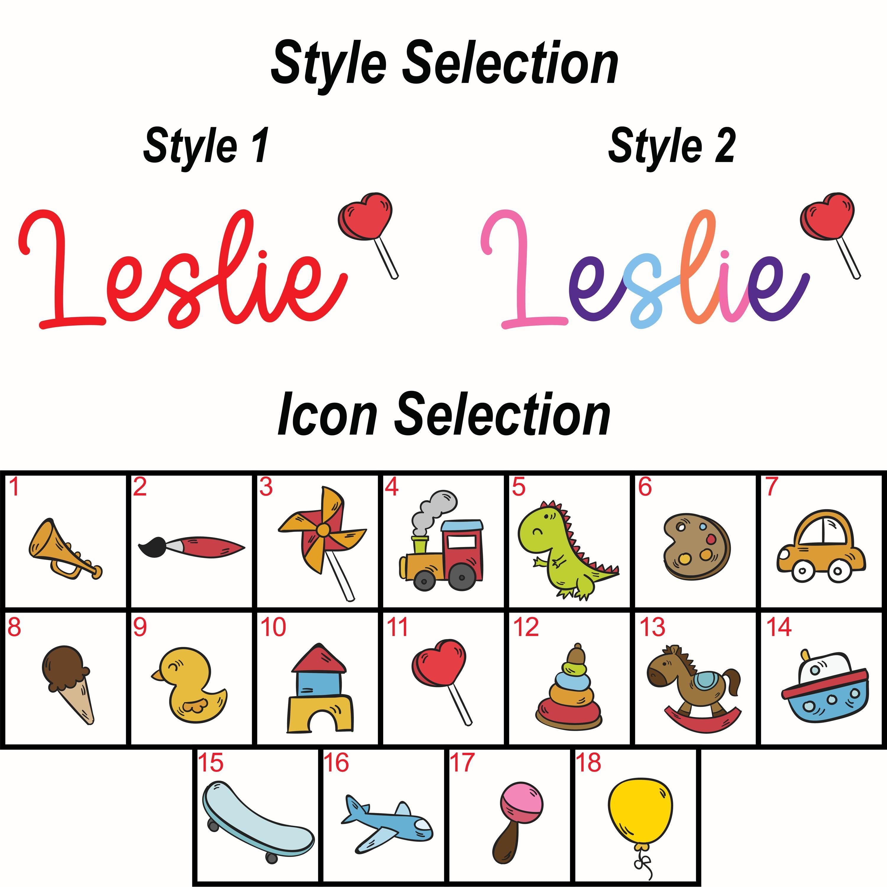 The image is a style selection for a collection of icons, featuring various colorful and playful illustrations of children&#39;s toys and objects.