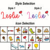 The image is a style selection for a collection of icons, featuring various colorful and playful illustrations of children's toys and objects.