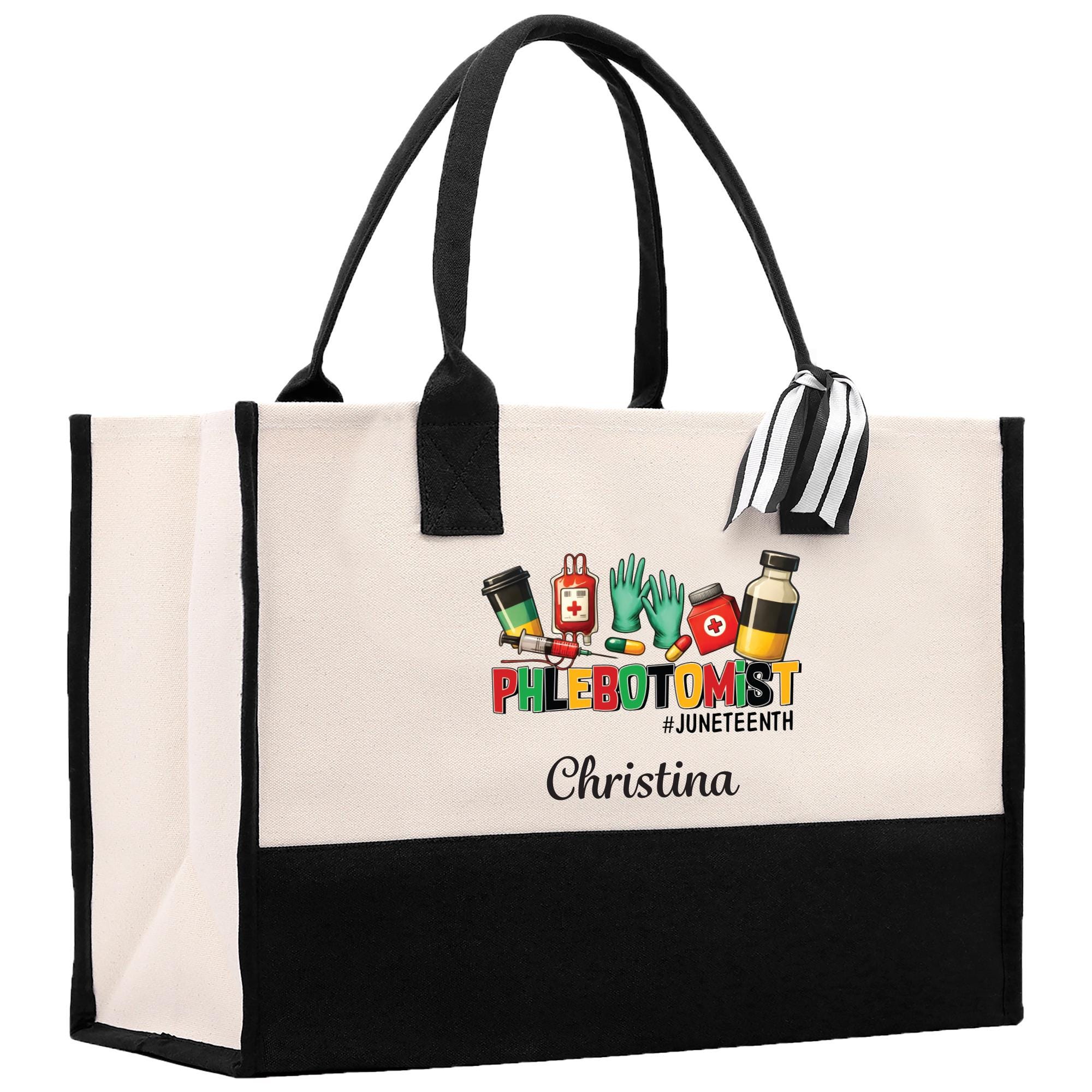 a black and white shopping bag with the words christmas on it