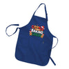 A blue apron with the text "COOKIE BAKING CREW" printed on it.