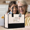 an older woman and a young girl holding a shopping bag