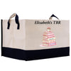 a bag with a picture of a stack of books on it