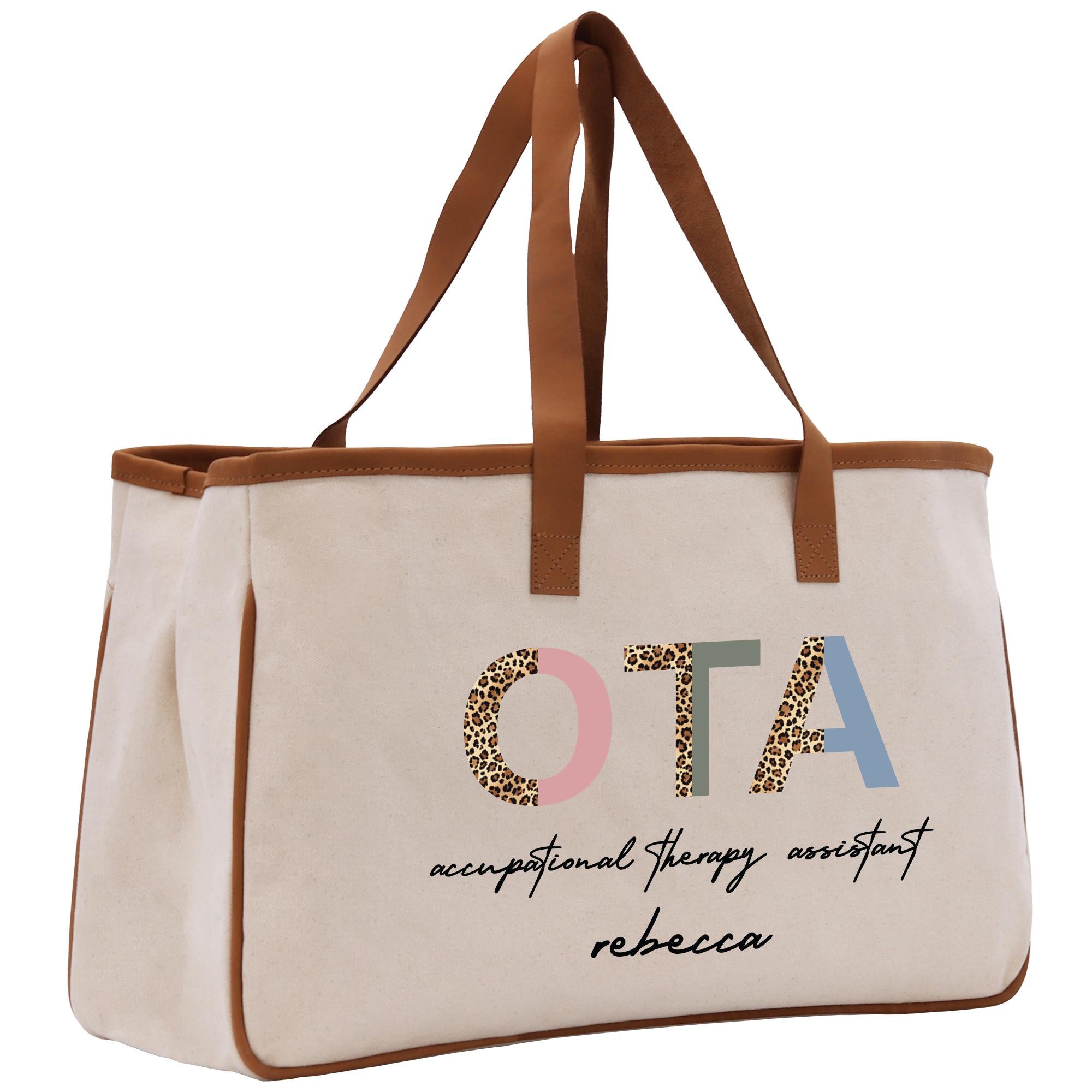 a tote bag with a leopard print on it