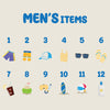 a set of men's items in a flat style