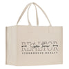 a white bag with a logo on it