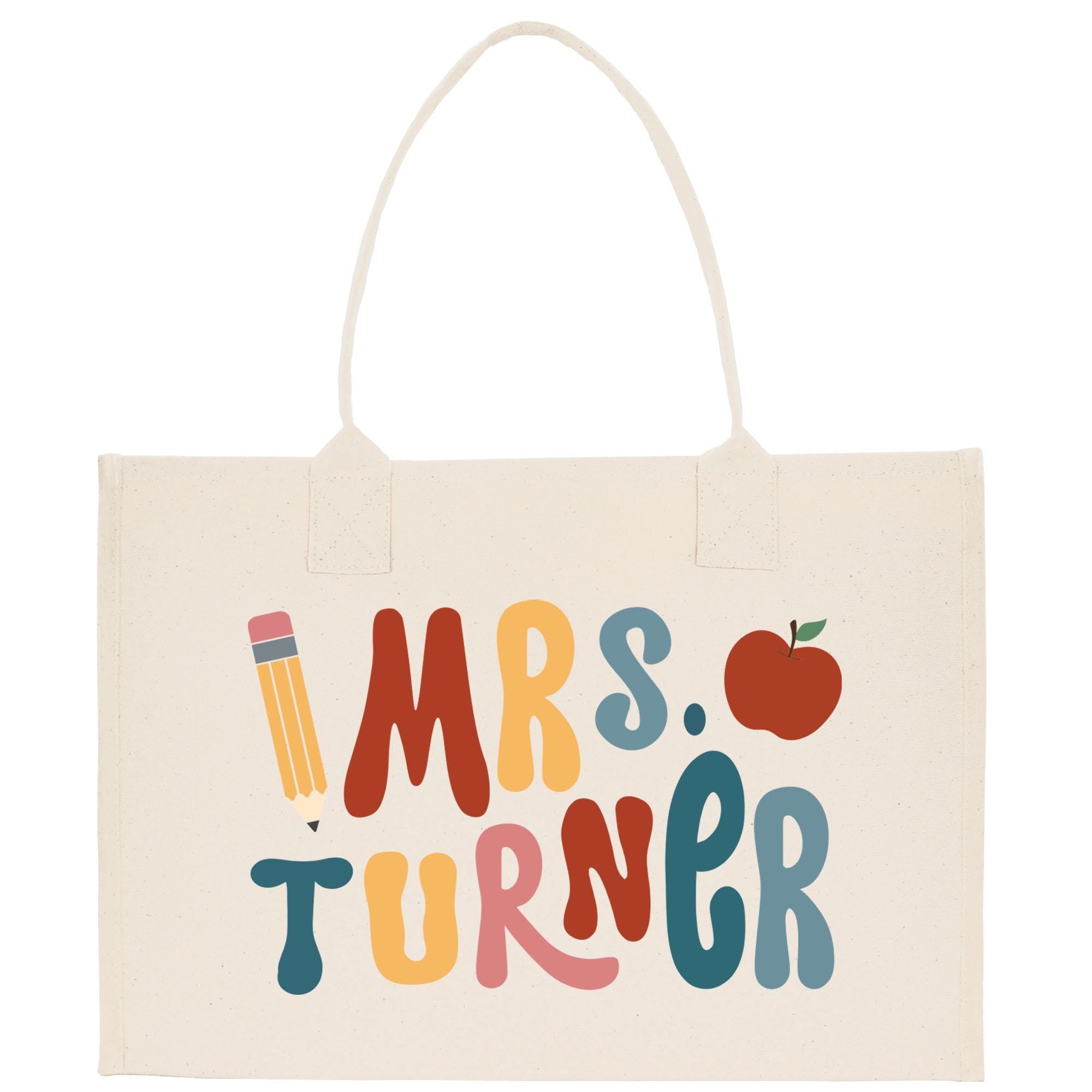 a white bag with the words mrs turner written on it