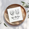 A wooden plate with a white card featuring a dog and a cat's faces, along with the text "We Do Too ICE & MIA".