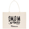 a white tote bag with the words'write mom roses'printed on it