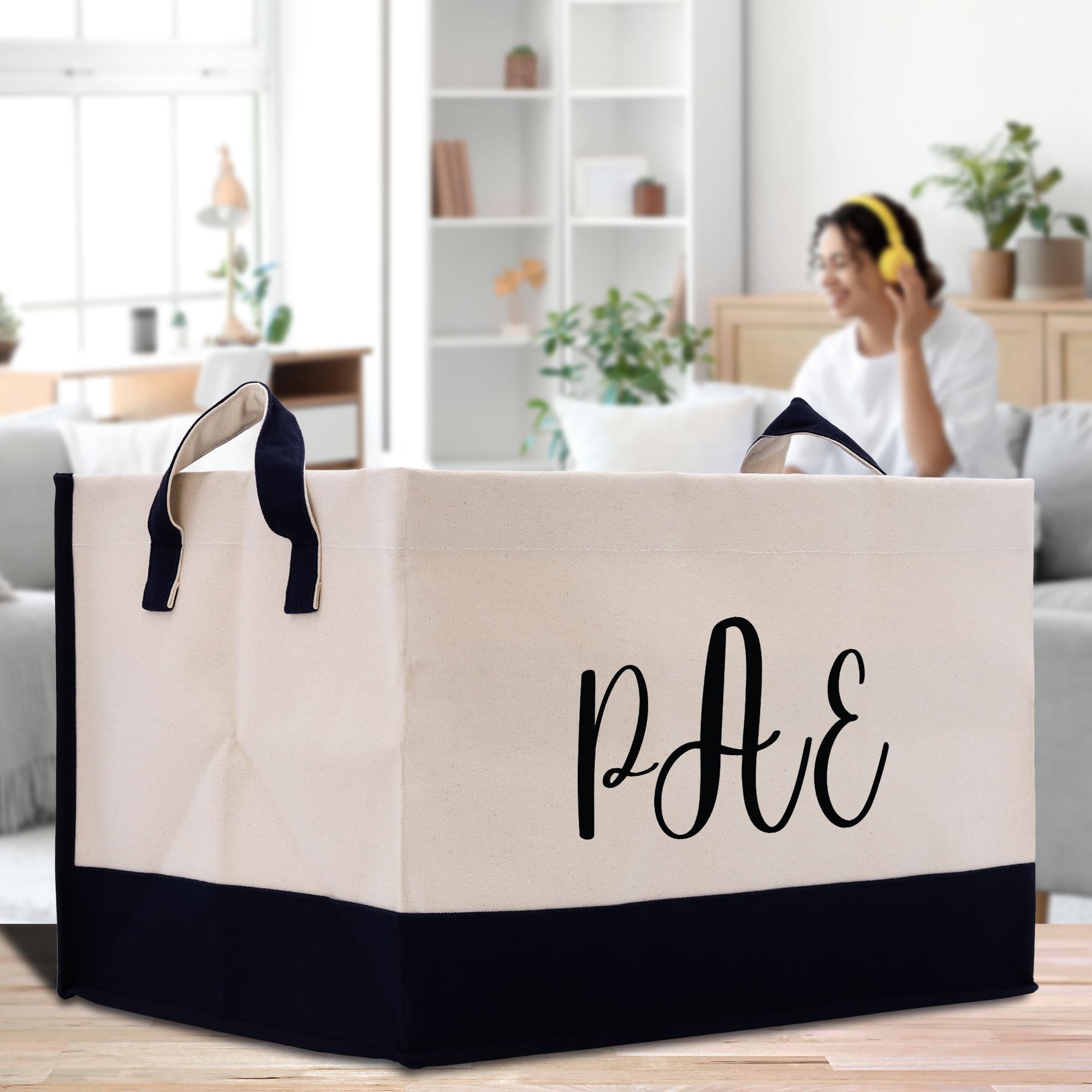 Monogram Storage Basket Bag Personalized Home Organizer Custom (MSB1001)