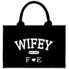 a black bag with the words wife on it