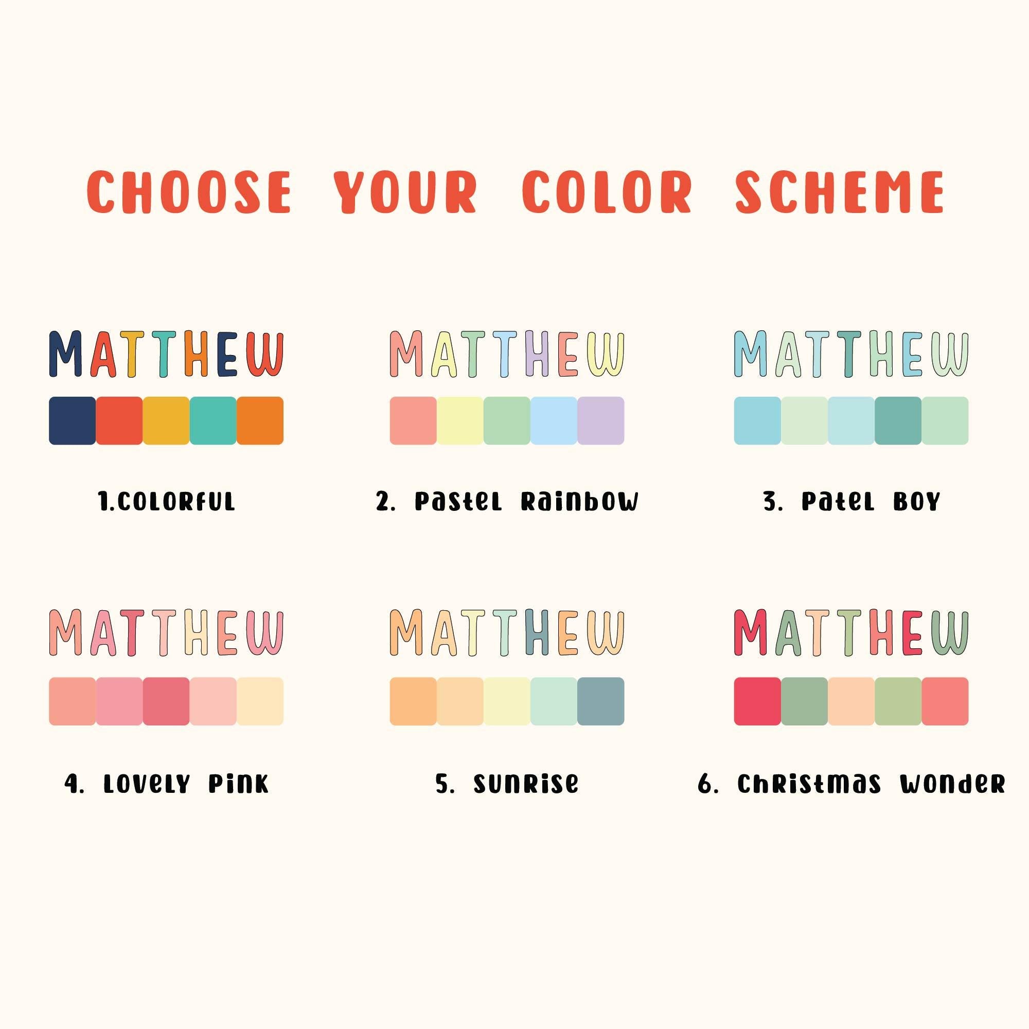 a poster with different colors of the same word