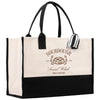 a black and white bag with a logo on it