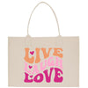 a shopping bag with the words live laugh love printed on it