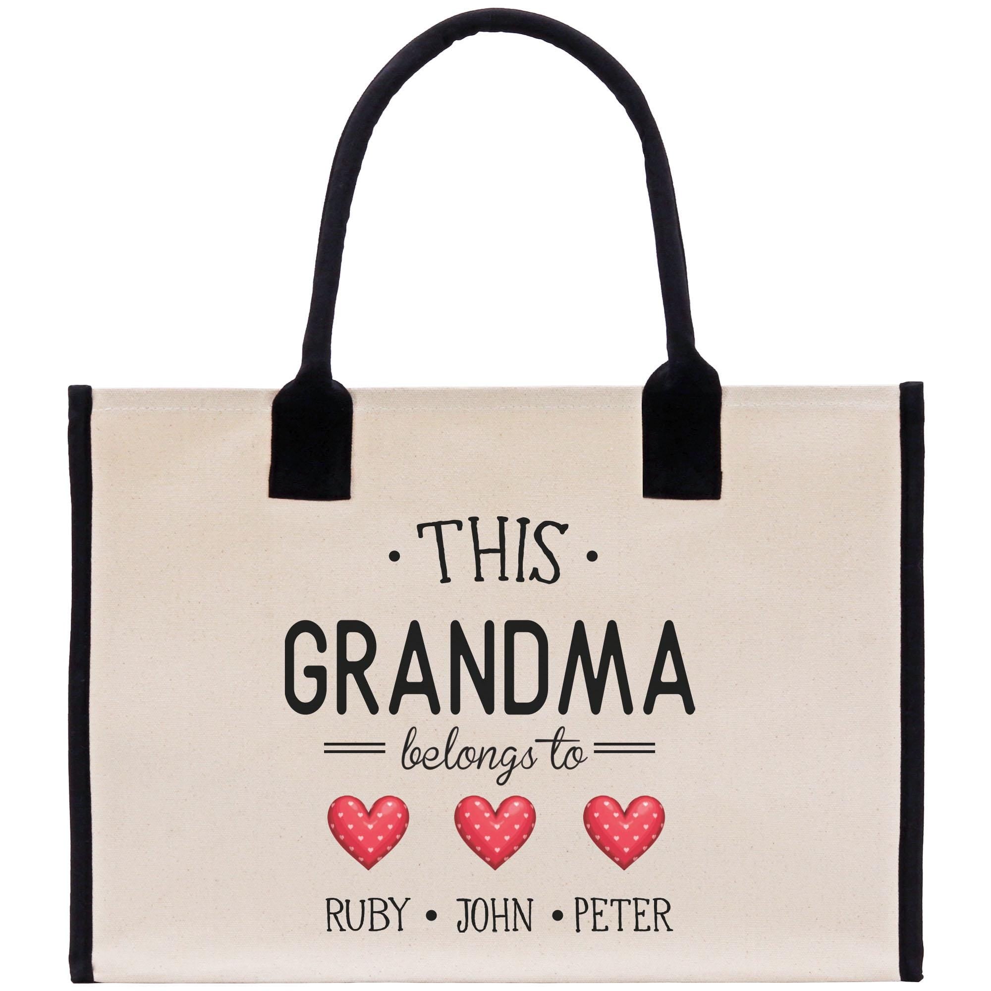 this grandma belongs to personalized canvas tote bag