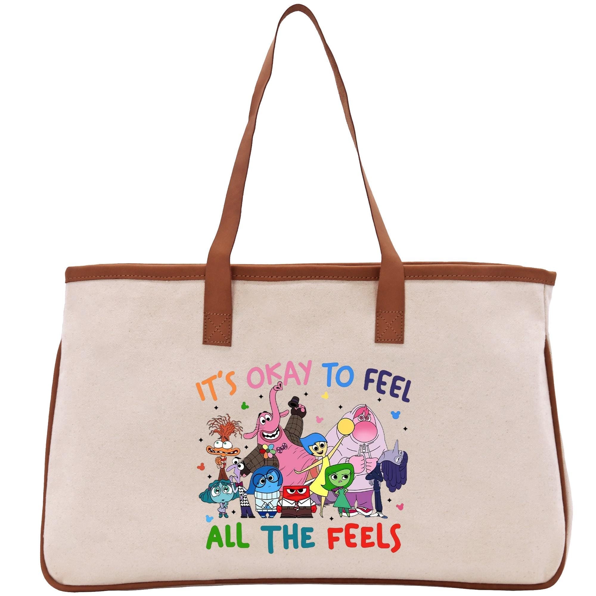 a canvas bag with cartoon characters on it