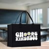 a black shopping bag with the words go shopping printed on it