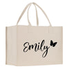 a white shopping bag with a butterfly on it