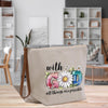 a canvas bag with the words, with god all things are possible