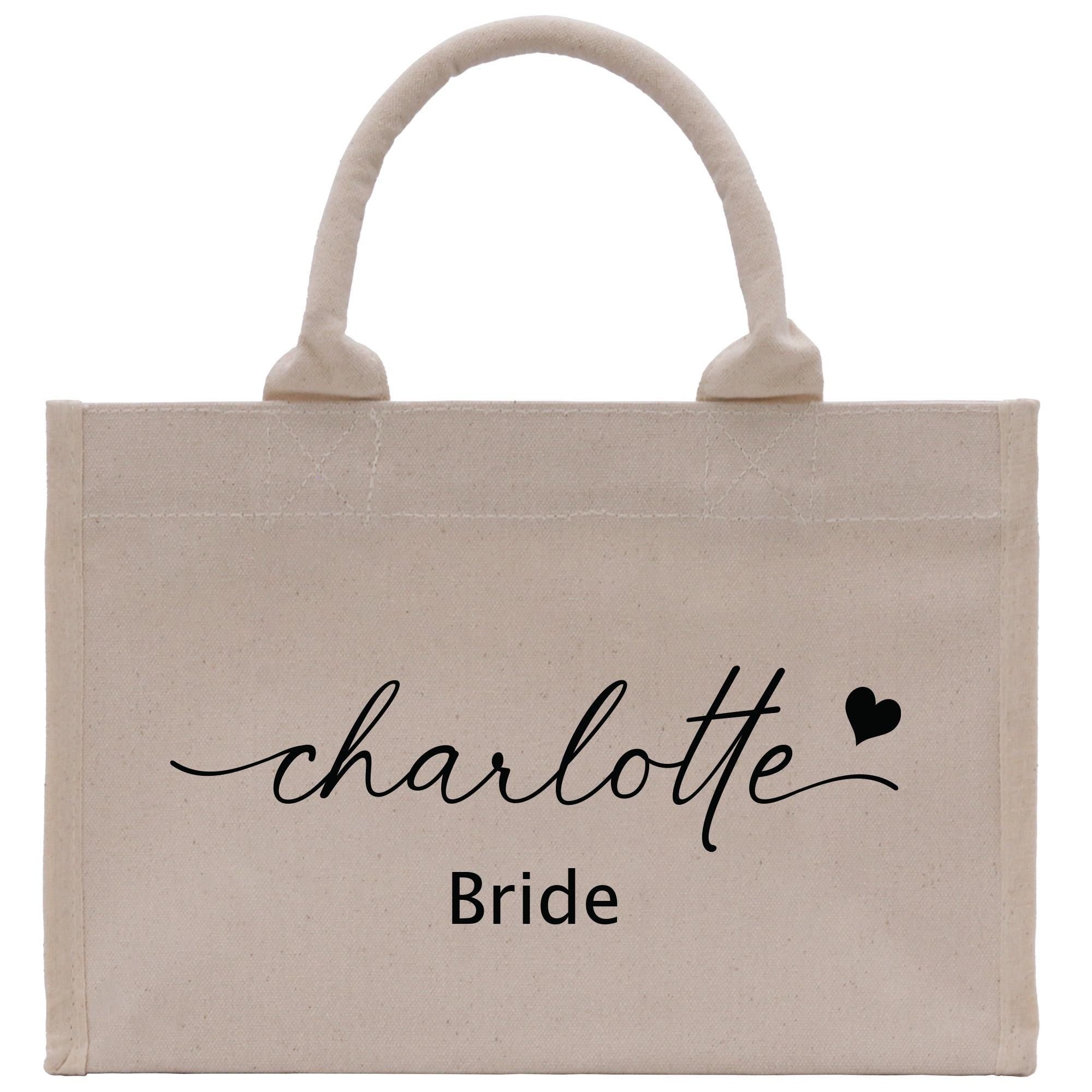 a white bag with the word charlotte on it