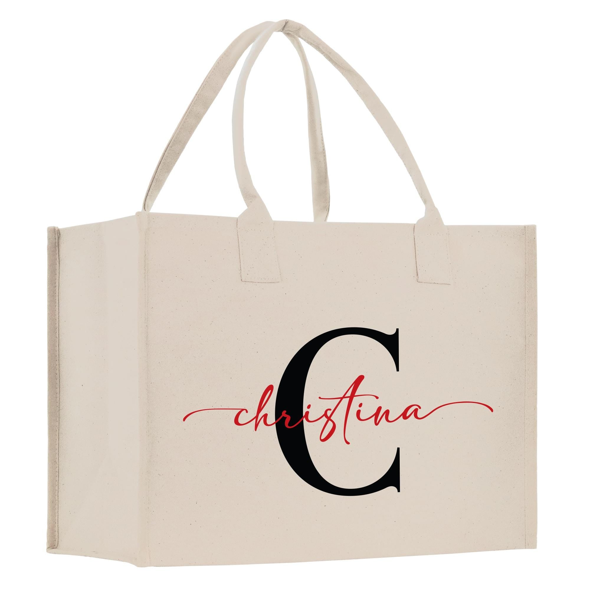 a white shopping bag with the letter c on it