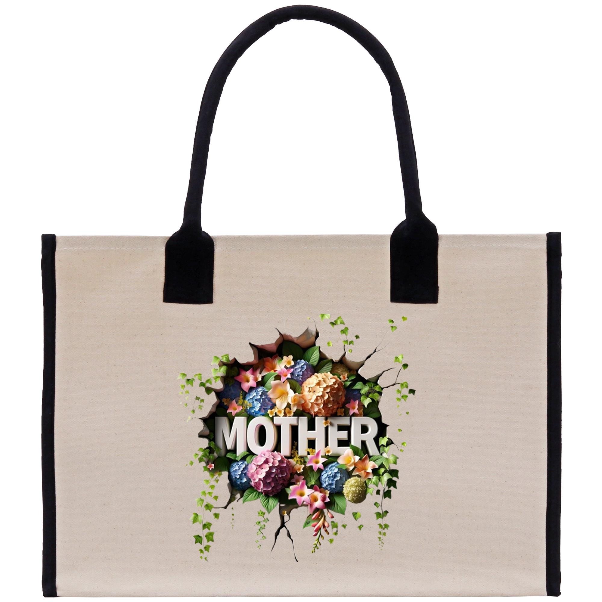 a tote bag with the words mother surrounded by flowers