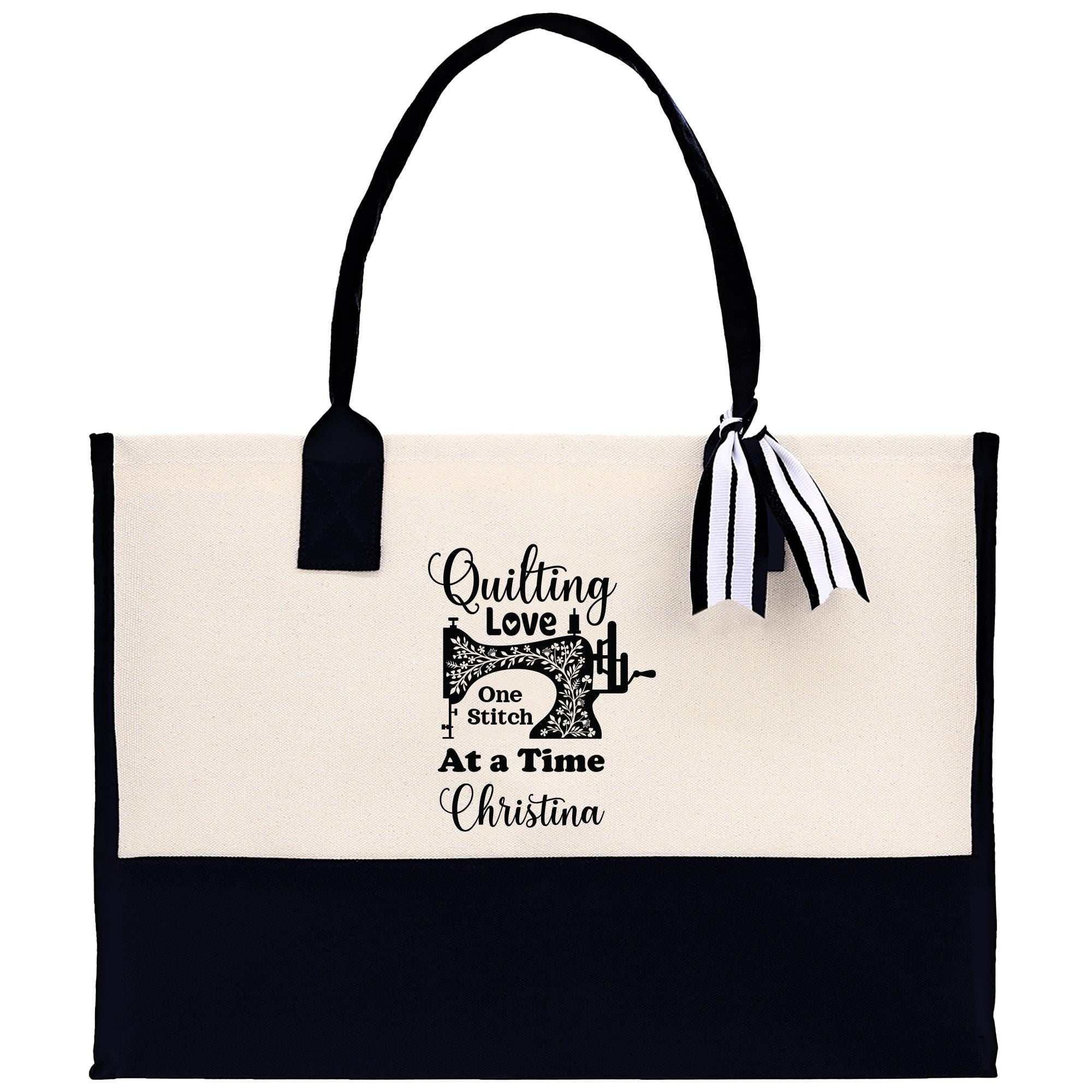 a white and black bag with a black handle