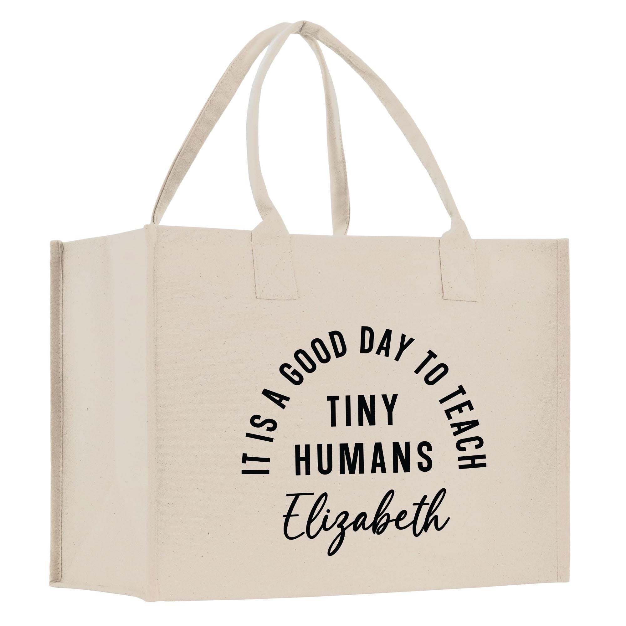 a white bag with black lettering on it