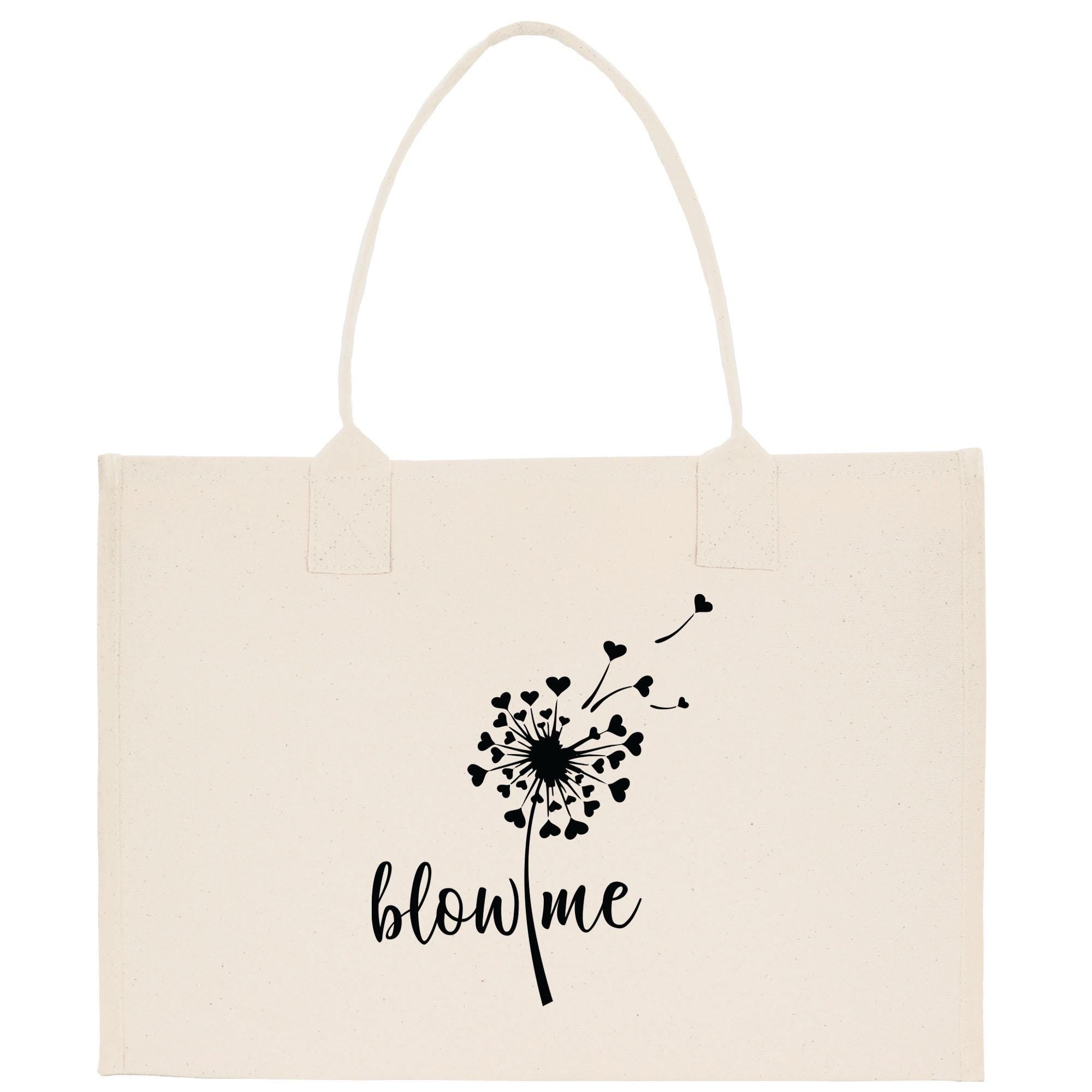 a white bag with a dandelion design on it