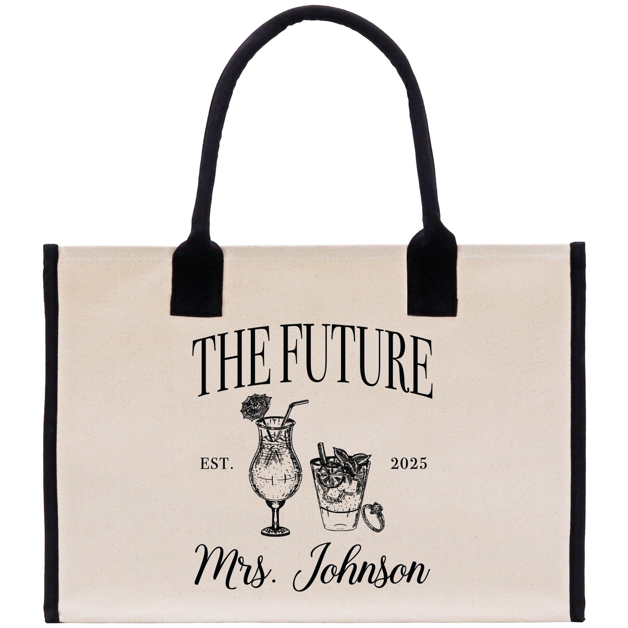 a tote bag with the words, the future mrs johnson