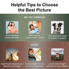 The image provides helpful tips on choosing the best picture, including recommendations for lighting, cropping, and avoiding certain elements.