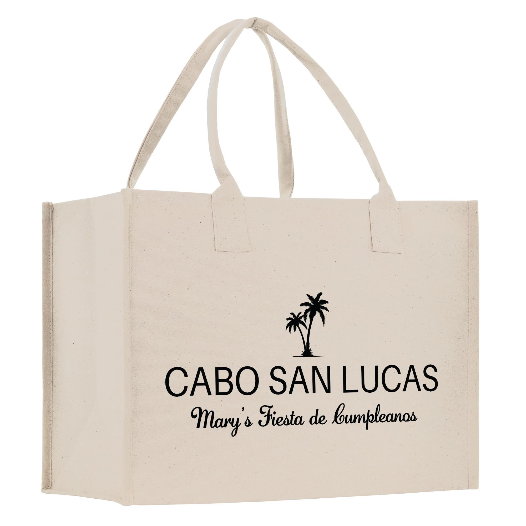 a white bag with a palm tree on it