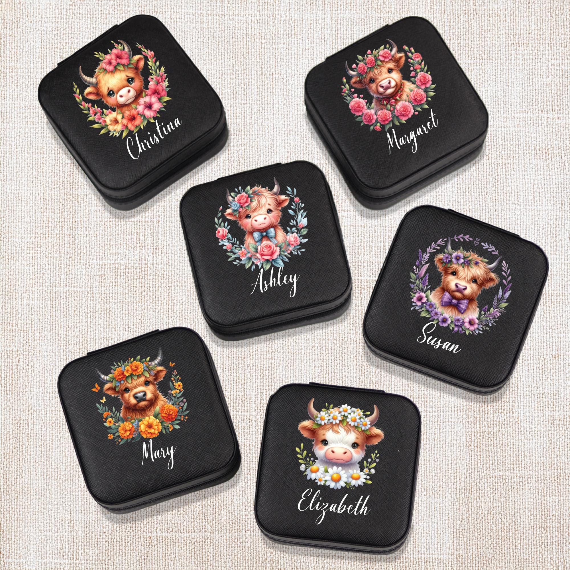 a set of four coasters with a picture of a cow
