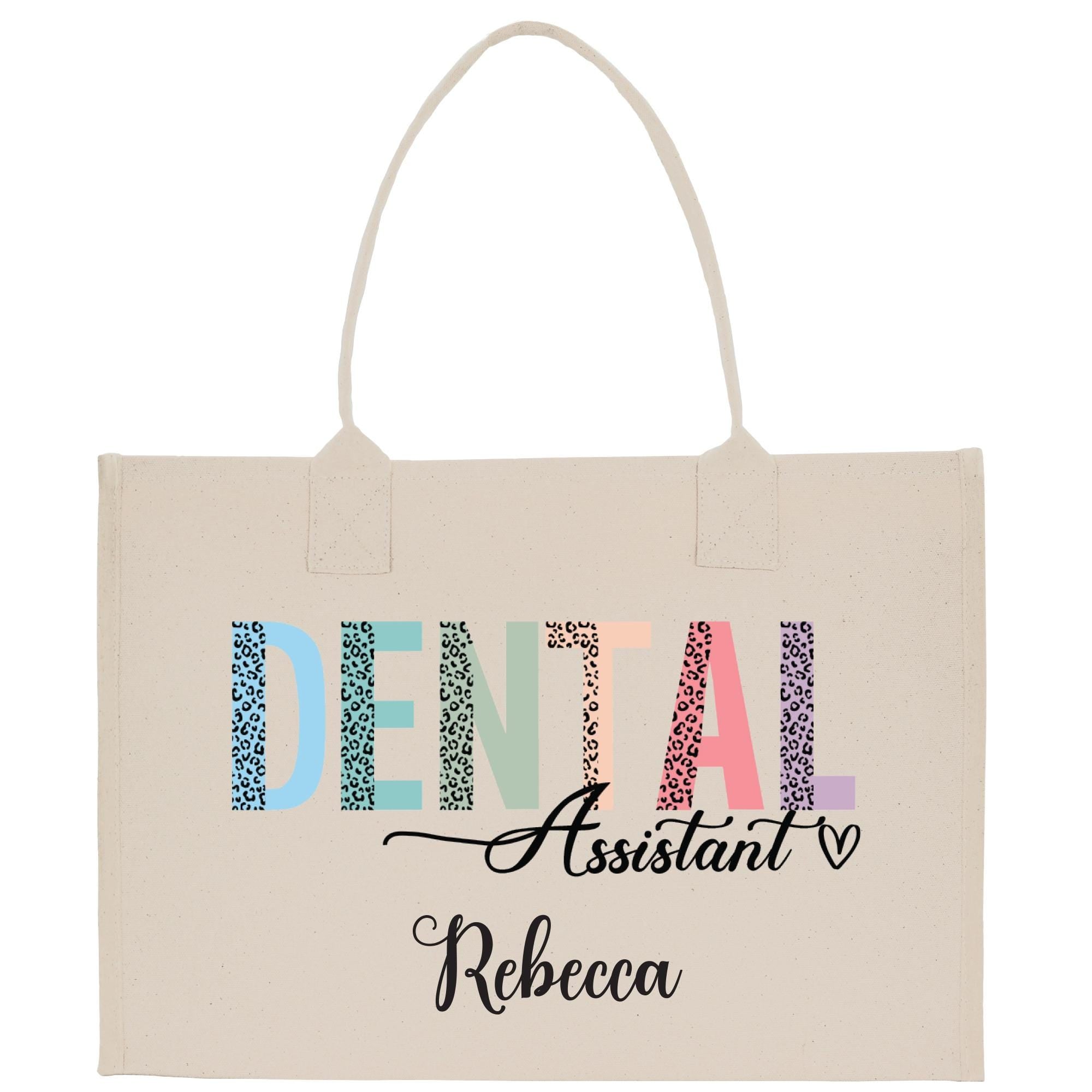 a tote bag with the words dental assistant on it
