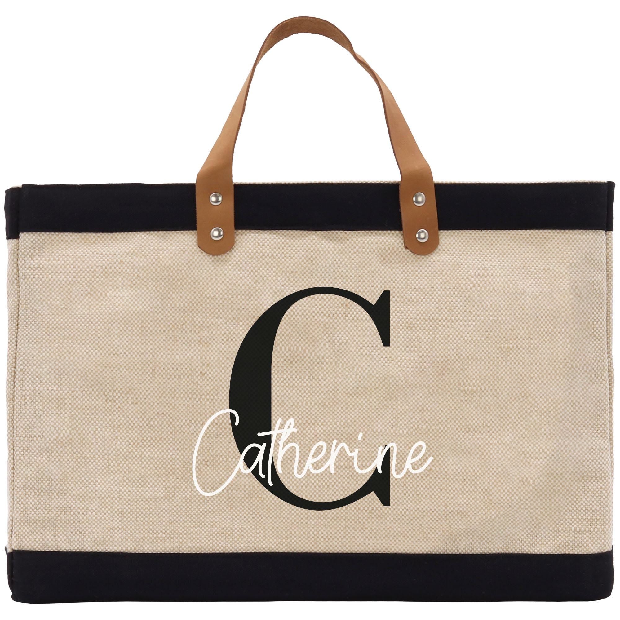 a canvas bag with the letter c on it