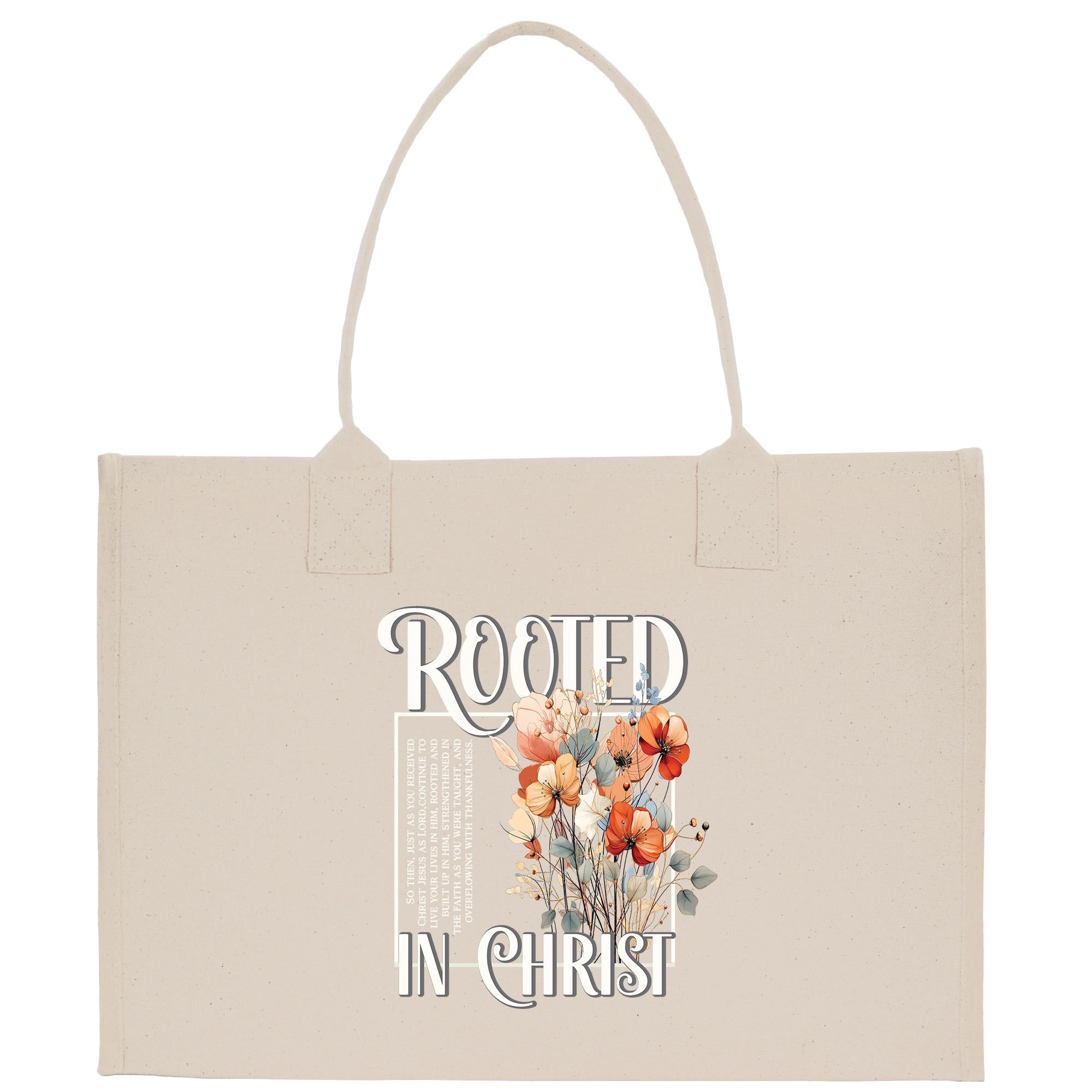 a tote bag with a picture of flowers on it