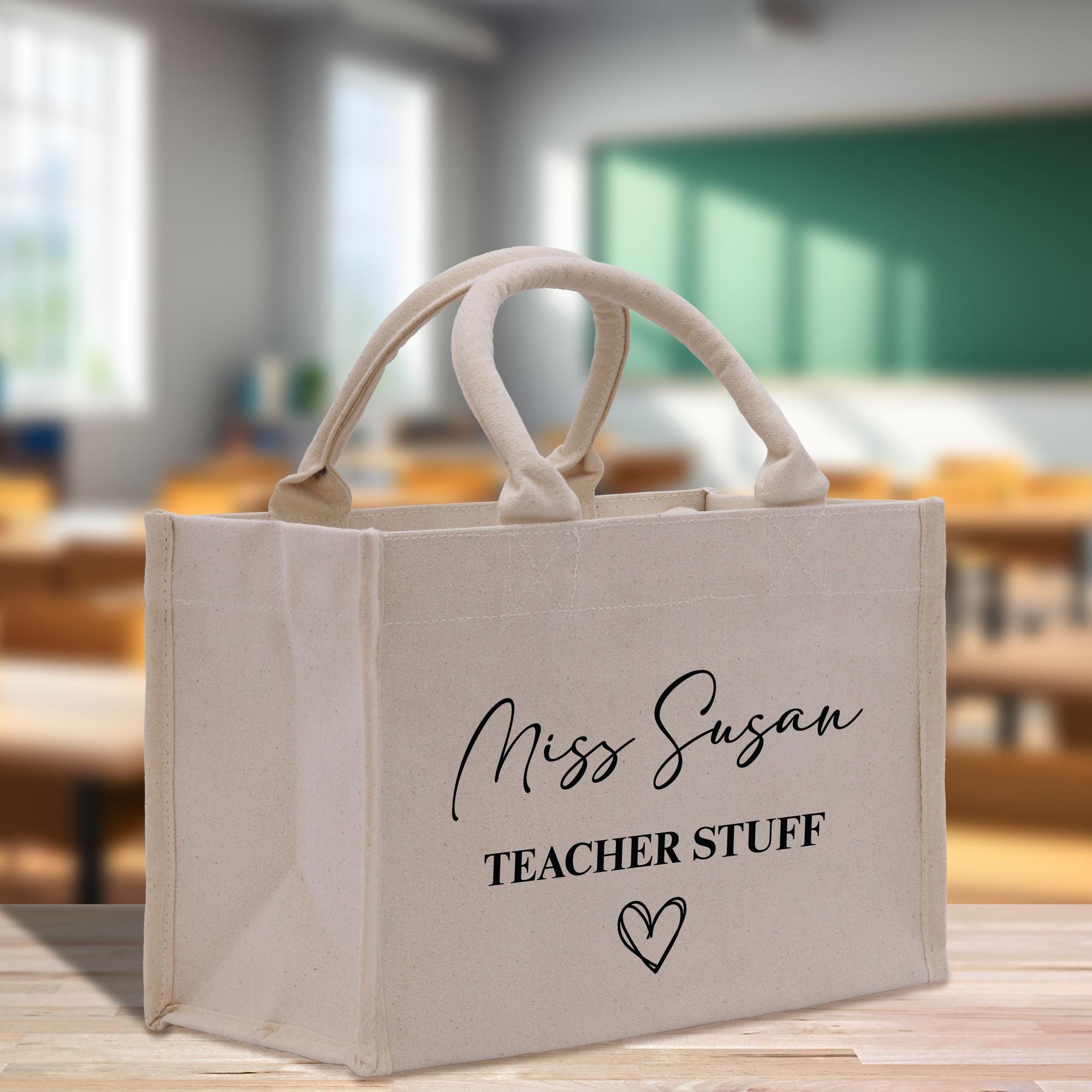 a bag with a message on it sitting on a table