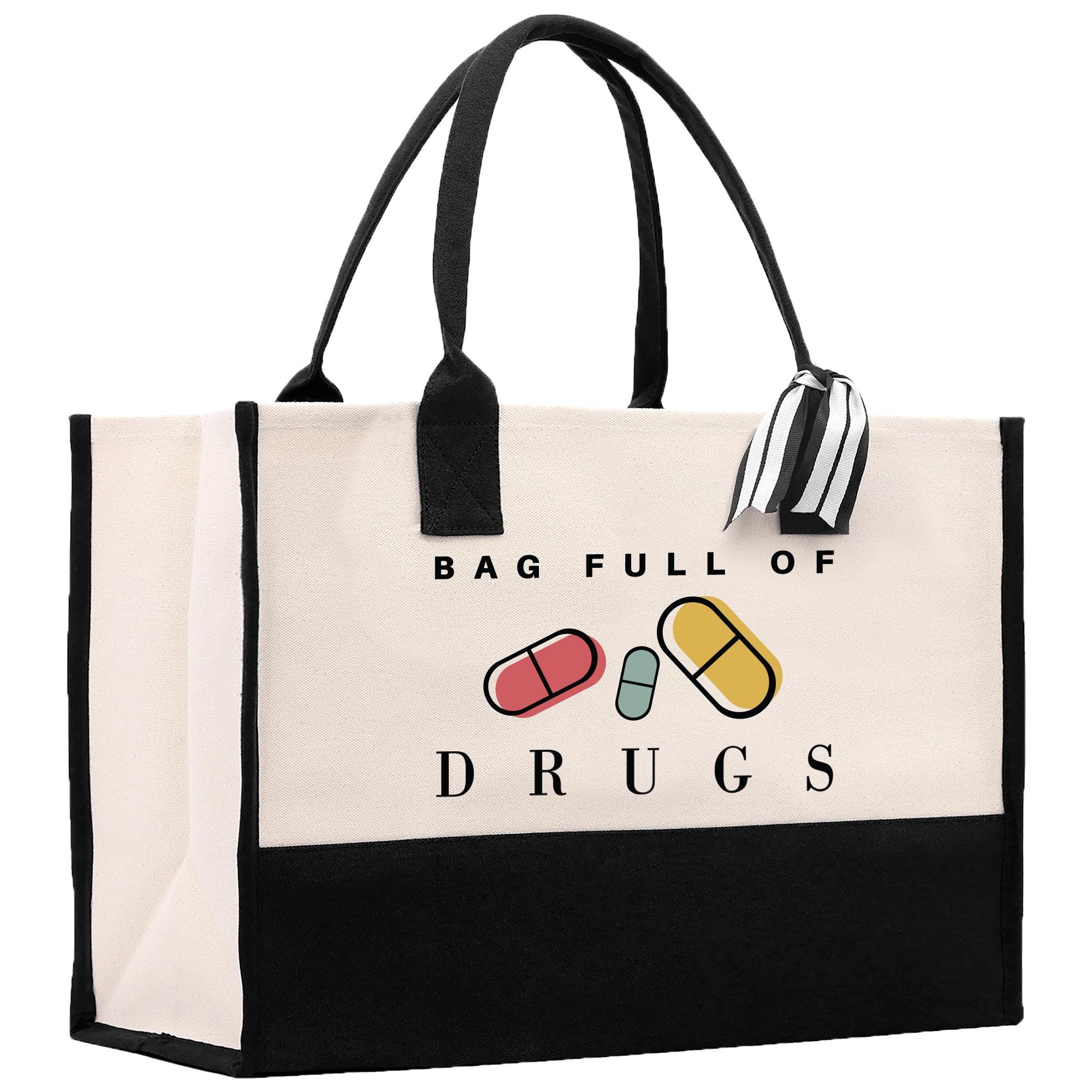 a bag full of drugs on a white background